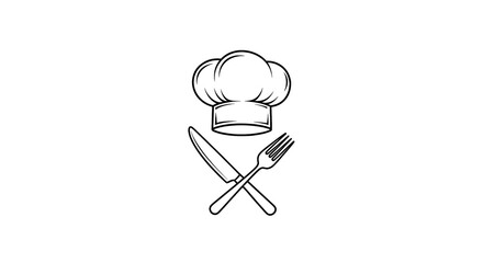  Clean Line Art Clip Art of a Chef's Hat and Culinary Utensils for the Culinary Arts