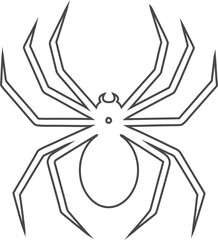 Outline spider symbol vector, suitable for spooky art, Halloween invitations, and nature illustrations.