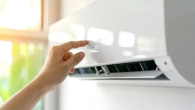 Hand adjusting air conditioner controls