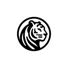 Bold Striking Tiger Emblem in Bold Black and White