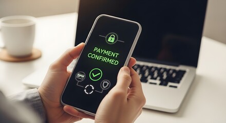 Mobile Payment Confirmation on Smartphone Screen, Security and Financial Transaction