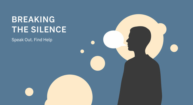 vector illustration of a person's silhouette with a speech bubble, representing the concept of communication, mental health awareness, and speaking out for support, Depression awareness  - Powered by Adobe