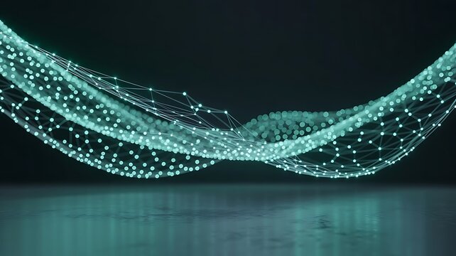 Teal glowing network data stream abstract art