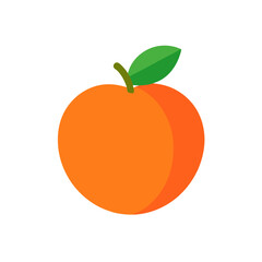 Illustration of a single ripe peach fruit on transparent background