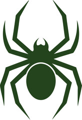 Minimal black spider silhouette, ideal for spooky vector art, nature illustrations, and web-based designs.