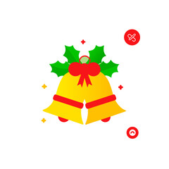 Illustration of christmas bells with ribbon on transparent background