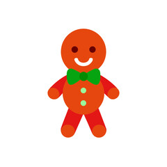 Gingerbread man with bow tie illustration on transparent background