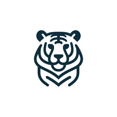 Elegant Minimalist Tiger Head Outline Logo Vector Illustration