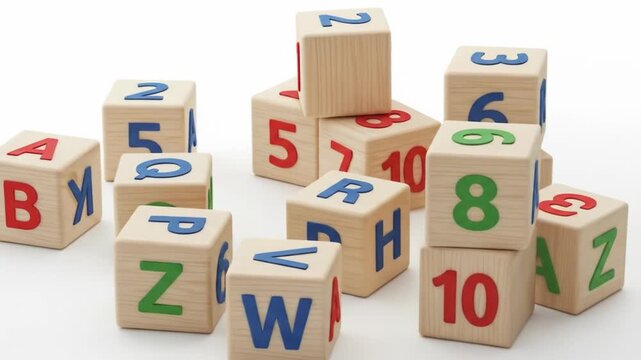 Stacked and Scattered Wooden Blocks