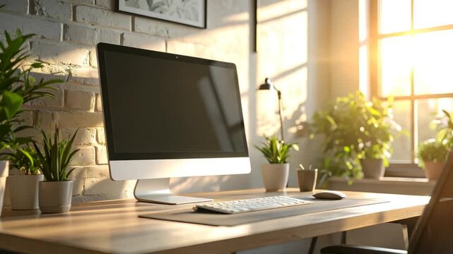 Home office desk with computer