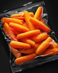 Fresh Carrots in Clear Plastic Bag