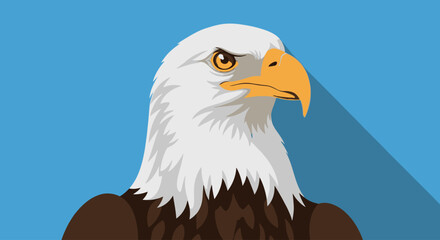 Obraz premium Majestic Bald Eagle Head Illustration with Bold Design, Perfect for Patriotic Themes and Symbolic Representations, Ideal for Educational Resources