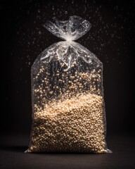 Clear Bag of Grain with Floating Air Bubbles