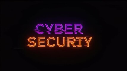 Cyber Security Neon Text Glitch Effect 3d Realistic Background