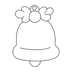 Christmas bell with holly leaves and berry isolated on transparent background.