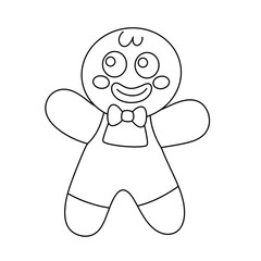 Cute smiling gingerbread man isolated on transparent background