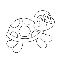 Cute smiling cartoon turtle isolated on transparent background