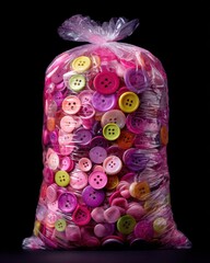 Colorful Buttons in a Clear Plastic Bag