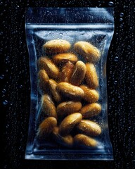 Freshly Packaged Nuts with Water Drops