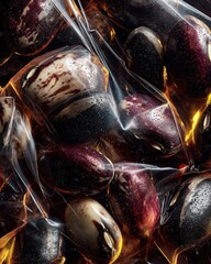 Colorful Beans in Plastic Wrapping Close-Up
