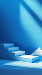 Serene Blue Background with Geometric Shapes and Soft Shadows for Calming Atmosphere: A minimalistic featuring