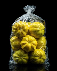 Fresh Yellow Fruits in a Clear Plastic Bag