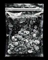 Buttons in Water Inside Transparent Bag
