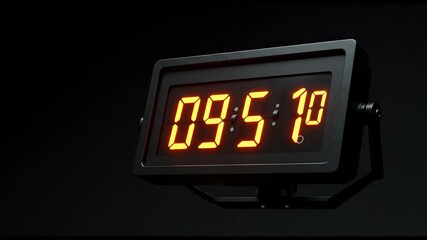 Digital Clock Count Down Timer Realistic Background Orange Numbers - Powered by Adobe