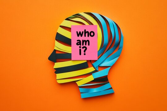 Vibrant paper cutouts and notes with text against a bright yellow backdrop Colorful heads note