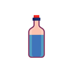 Illustration of a filled blue bottle icon on transparent background