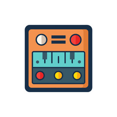Illustration of a colorful synthesizer box on transparent background