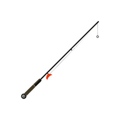 Illustration of a fishing rod with a bobber on transparent background
