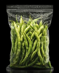 Fresh Green Beans in a Transparent Bag