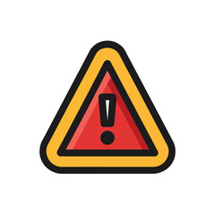 A red triangle with an exclamation point on transparent background