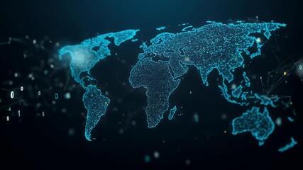 Digital Globe With Blue Lights And Binary Code In Futuristic Network - Powered by Adobe