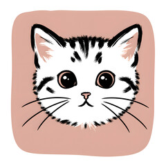 Obraz premium Cute kitten face design illustration for cat lovers and pet enthusiasts, a charming artistic rendition