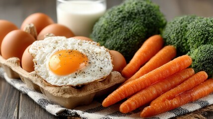 Realistic macro photo of probiotic rich foods like yogurt kefir and vegetables arranged neatly on a bright kitchen table in natural light.