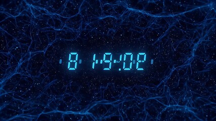 Abstract Digital Clock Background With Blue Network 3d Render - Powered by Adobe