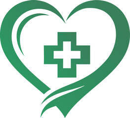 Obraz premium Heart shape medical logo with cross isolated on white background, health concept