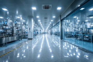 A pharmaceutical production facility interior showcasing technology