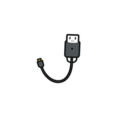 Illustration of a usb cable with a face on transparent background