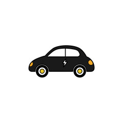 Illustration of a black electric vehicle on transparent background