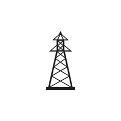 Illustration of a black transmission tower on transparent background