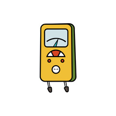 Illustration of a yellow analog multimeter on transparent background