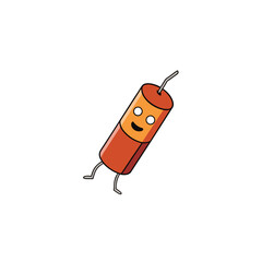Cartoon dynamite stick with happy face on transparent background
