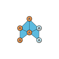 Network diagram with circles and lines on transparent background