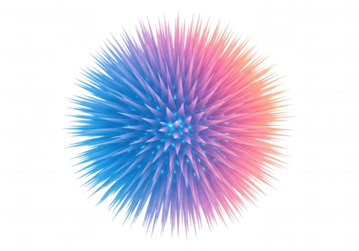 Spiky geometric gradient sphere isolated on a transparent background - Powered by Adobe