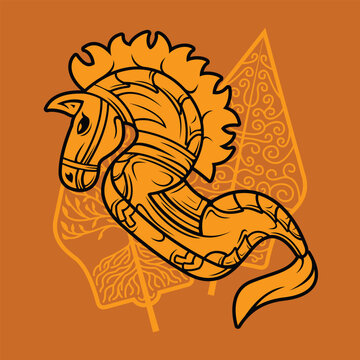 Jaran Kepang Kuda Lumping Traditional Indonesia Javanese Culture Dance Bamboo Horse Equipment Outline  Silhouette