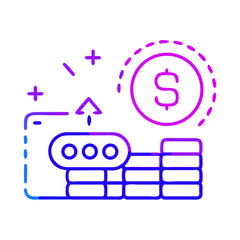 Digital Coin and Credit Card Icon Showing Financial Growth