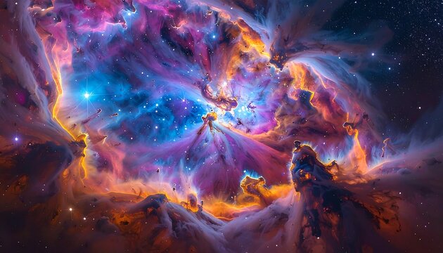 A stunning cosmic vista of vibrant nebulae and stellar dust